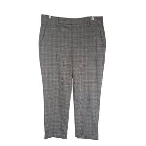 ZARA Plaid Cropped Trousers Size 8 Side Pockets Hook & Eye Closure